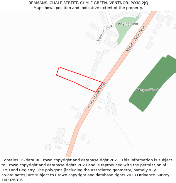 BEAMANS, CHALE STREET, CHALE GREEN, VENTNOR, PO38 2JQ: Location map and indicative extent of plot
