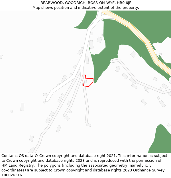 BEARWOOD, GOODRICH, ROSS-ON-WYE, HR9 6JF: Location map and indicative extent of plot