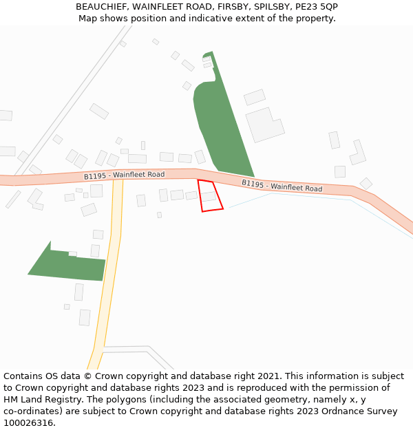 BEAUCHIEF, WAINFLEET ROAD, FIRSBY, SPILSBY, PE23 5QP: Location map and indicative extent of plot