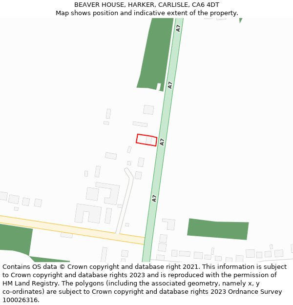 BEAVER HOUSE, HARKER, CARLISLE, CA6 4DT: Location map and indicative extent of plot