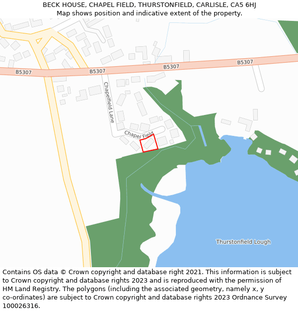 BECK HOUSE, CHAPEL FIELD, THURSTONFIELD, CARLISLE, CA5 6HJ: Location map and indicative extent of plot