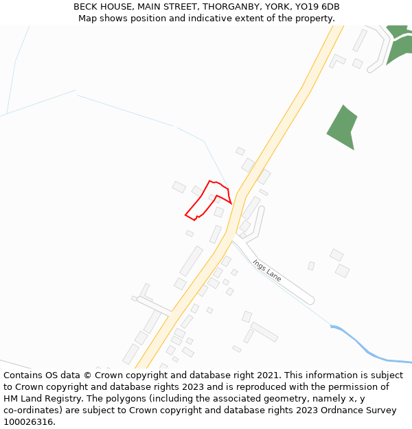 BECK HOUSE, MAIN STREET, THORGANBY, YORK, YO19 6DB: Location map and indicative extent of plot