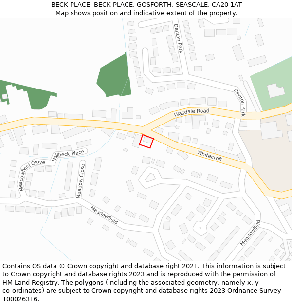 BECK PLACE, BECK PLACE, GOSFORTH, SEASCALE, CA20 1AT: Location map and indicative extent of plot