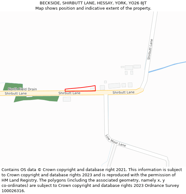 BECKSIDE, SHIRBUTT LANE, HESSAY, YORK, YO26 8JT: Location map and indicative extent of plot