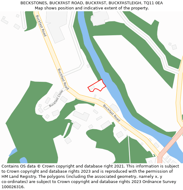 BECKSTONES, BUCKFAST ROAD, BUCKFAST, BUCKFASTLEIGH, TQ11 0EA: Location map and indicative extent of plot