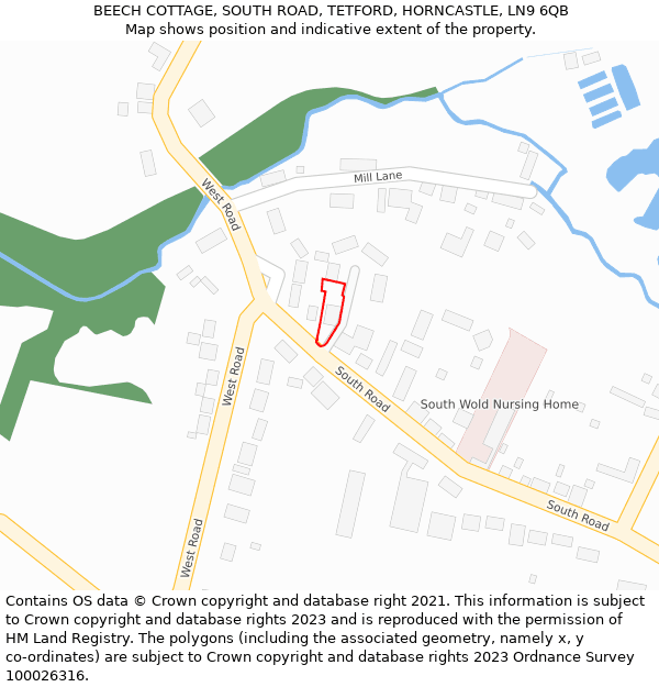 BEECH COTTAGE, SOUTH ROAD, TETFORD, HORNCASTLE, LN9 6QB: Location map and indicative extent of plot