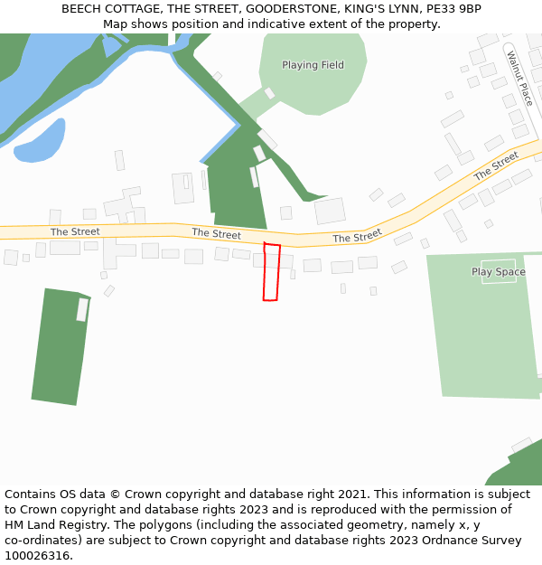 BEECH COTTAGE, THE STREET, GOODERSTONE, KING'S LYNN, PE33 9BP: Location map and indicative extent of plot