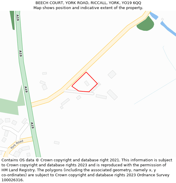 BEECH COURT, YORK ROAD, RICCALL, YORK, YO19 6QQ: Location map and indicative extent of plot