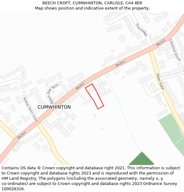 BEECH CROFT, CUMWHINTON, CARLISLE, CA4 8ER: Location map and indicative extent of plot