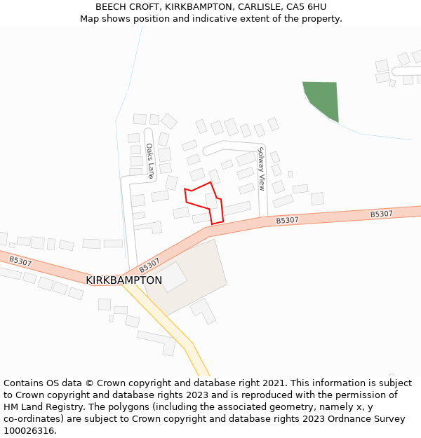 BEECH CROFT, KIRKBAMPTON, CARLISLE, CA5 6HU: Location map and indicative extent of plot