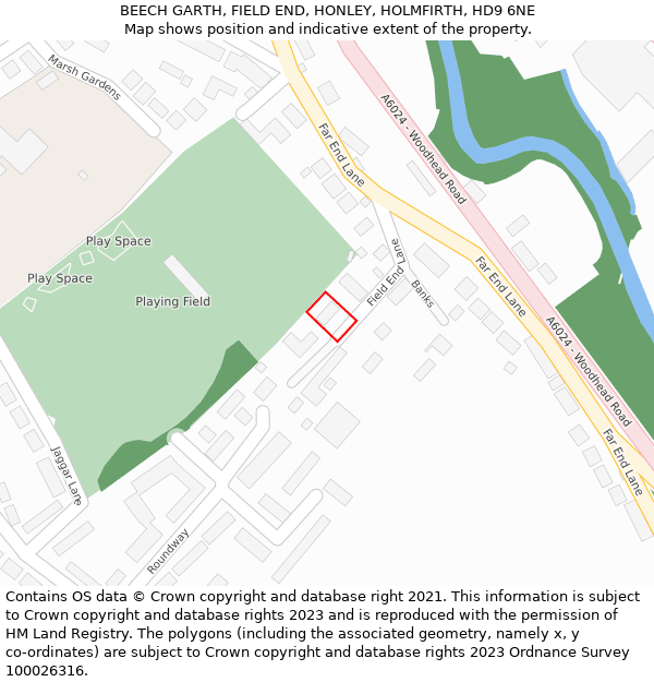 BEECH GARTH, FIELD END, HONLEY, HOLMFIRTH, HD9 6NE: Location map and indicative extent of plot