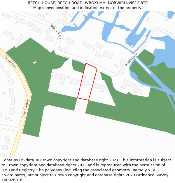 BEECH HOUSE, BEECH ROAD, WROXHAM, NORWICH, NR12 8TP: Location map and indicative extent of plot