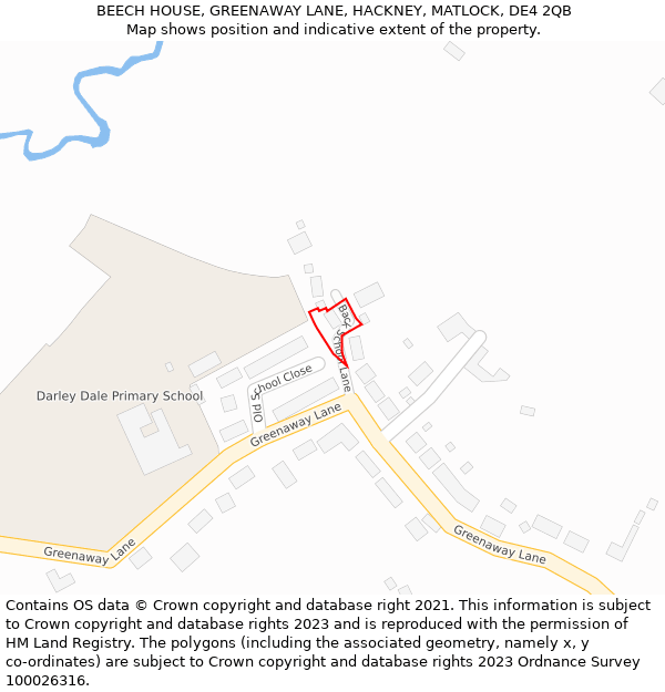 BEECH HOUSE, GREENAWAY LANE, HACKNEY, MATLOCK, DE4 2QB: Location map and indicative extent of plot