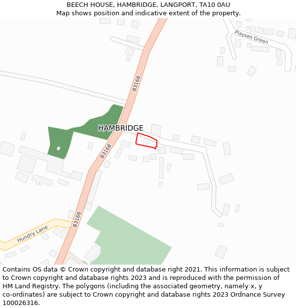 BEECH HOUSE, HAMBRIDGE, LANGPORT, TA10 0AU: Location map and indicative extent of plot