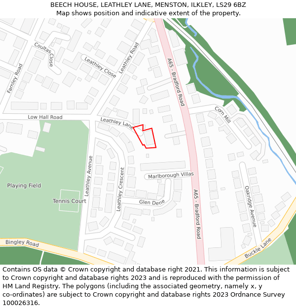 BEECH HOUSE, LEATHLEY LANE, MENSTON, ILKLEY, LS29 6BZ: Location map and indicative extent of plot