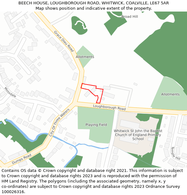 BEECH HOUSE, LOUGHBOROUGH ROAD, WHITWICK, COALVILLE, LE67 5AR: Location map and indicative extent of plot