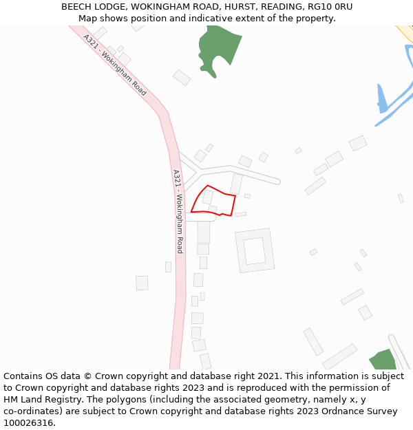 BEECH LODGE, WOKINGHAM ROAD, HURST, READING, RG10 0RU: Location map and indicative extent of plot