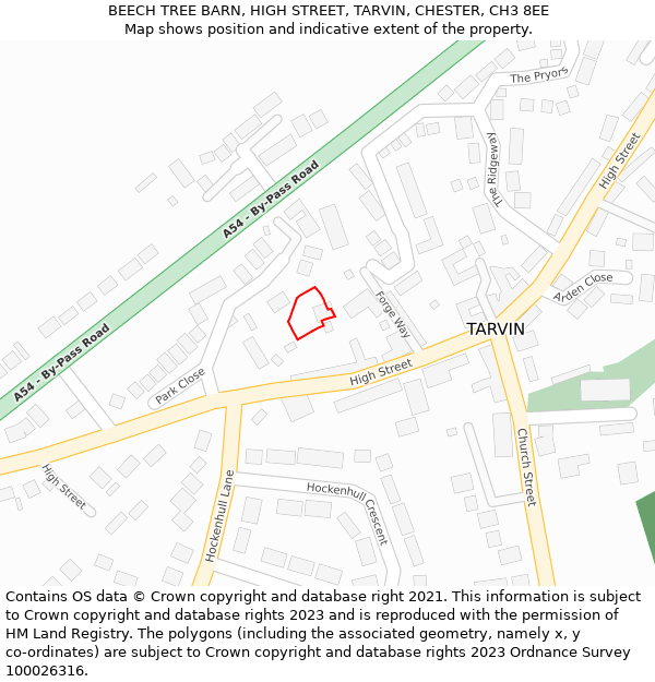 BEECH TREE BARN, HIGH STREET, TARVIN, CHESTER, CH3 8EE: Location map and indicative extent of plot