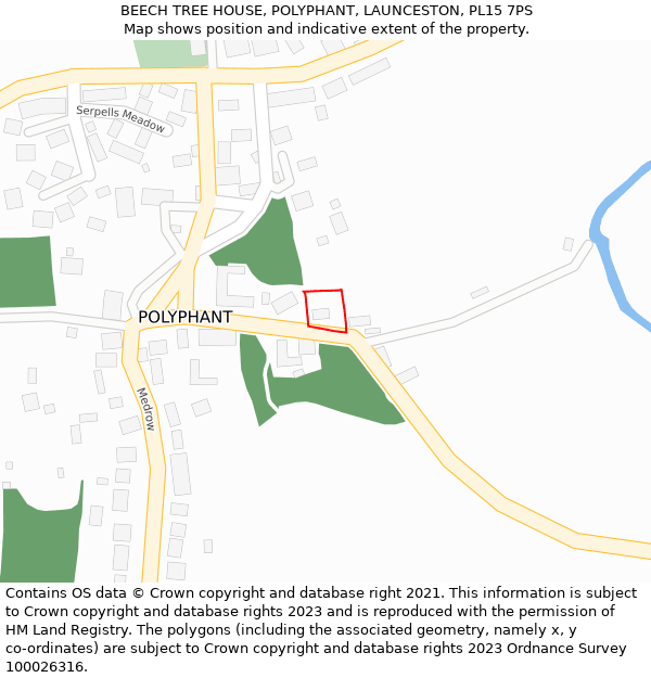 BEECH TREE HOUSE, POLYPHANT, LAUNCESTON, PL15 7PS: Location map and indicative extent of plot