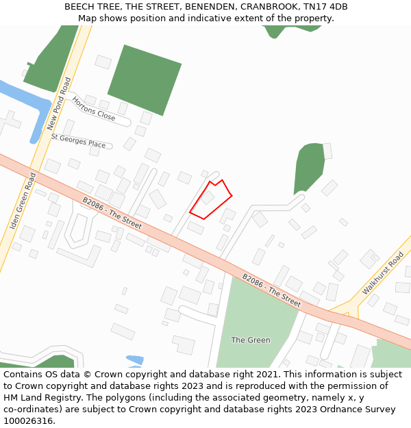 BEECH TREE, THE STREET, BENENDEN, CRANBROOK, TN17 4DB: Location map and indicative extent of plot