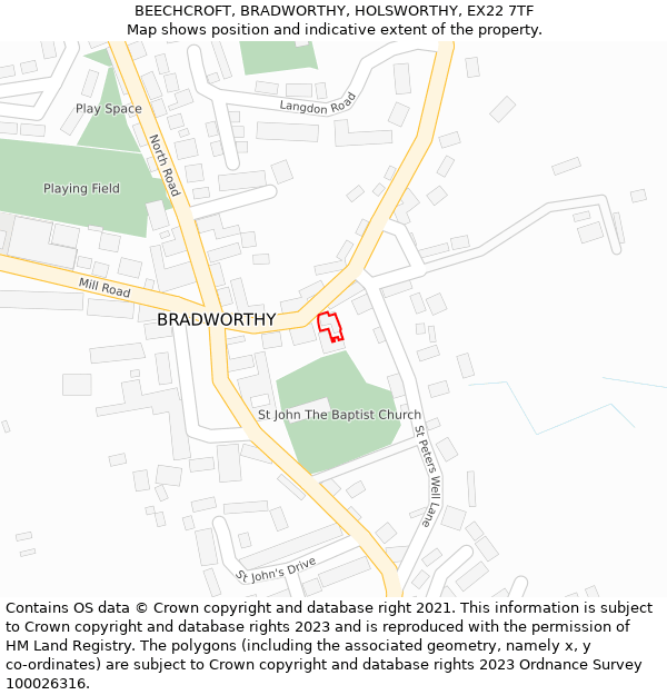 BEECHCROFT, BRADWORTHY, HOLSWORTHY, EX22 7TF: Location map and indicative extent of plot