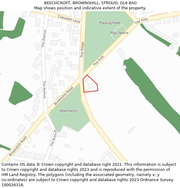 BEECHCROFT, BROWNSHILL, STROUD, GL6 8AG: Location map and indicative extent of plot