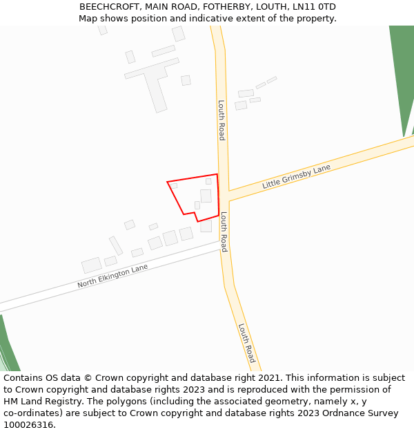 BEECHCROFT, MAIN ROAD, FOTHERBY, LOUTH, LN11 0TD: Location map and indicative extent of plot
