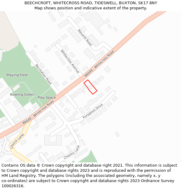 BEECHCROFT, WHITECROSS ROAD, TIDESWELL, BUXTON, SK17 8NY: Location map and indicative extent of plot