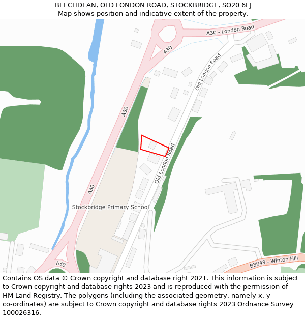 BEECHDEAN, OLD LONDON ROAD, STOCKBRIDGE, SO20 6EJ: Location map and indicative extent of plot