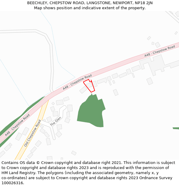 BEECHLEY, CHEPSTOW ROAD, LANGSTONE, NEWPORT, NP18 2JN: Location map and indicative extent of plot