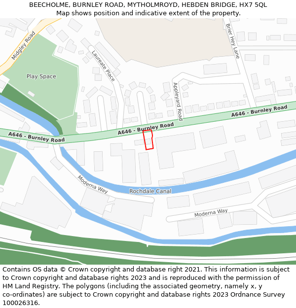 BEECHOLME, BURNLEY ROAD, MYTHOLMROYD, HEBDEN BRIDGE, HX7 5QL: Location map and indicative extent of plot