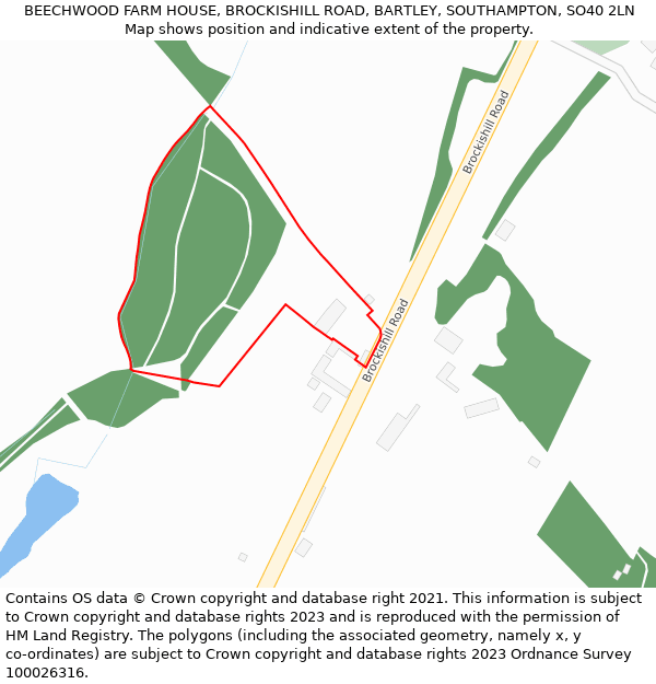 BEECHWOOD FARM HOUSE, BROCKISHILL ROAD, BARTLEY, SOUTHAMPTON, SO40 2LN: Location map and indicative extent of plot
