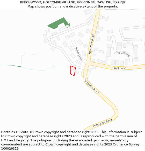 BEECHWOOD, HOLCOMBE VILLAGE, HOLCOMBE, DAWLISH, EX7 0JR: Location map and indicative extent of plot