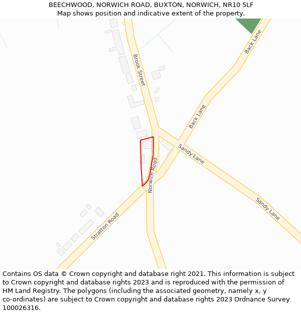 BEECHWOOD, NORWICH ROAD, BUXTON, NORWICH, NR10 5LF: Location map and indicative extent of plot