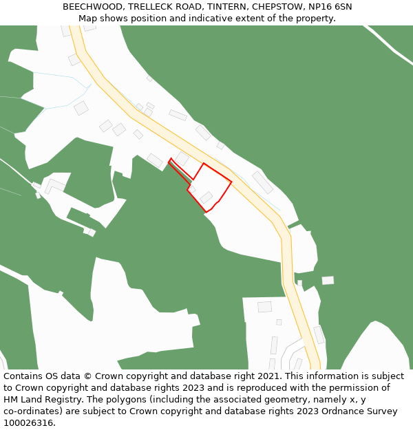 BEECHWOOD, TRELLECK ROAD, TINTERN, CHEPSTOW, NP16 6SN: Location map and indicative extent of plot