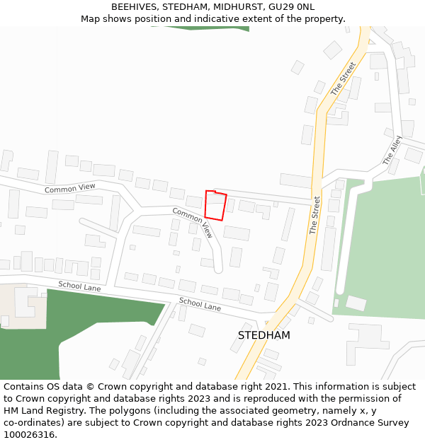 BEEHIVES, STEDHAM, MIDHURST, GU29 0NL: Location map and indicative extent of plot