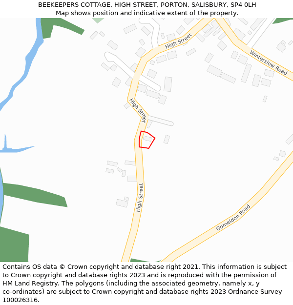 BEEKEEPERS COTTAGE, HIGH STREET, PORTON, SALISBURY, SP4 0LH: Location map and indicative extent of plot