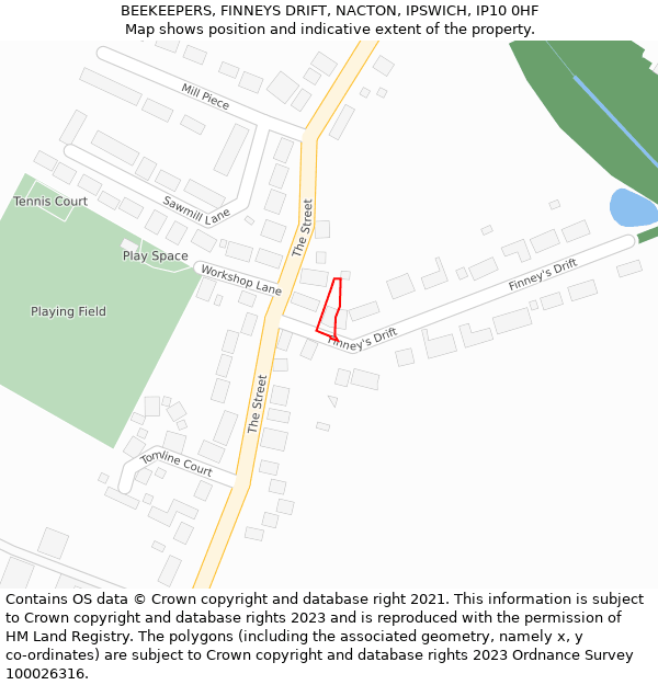 BEEKEEPERS, FINNEYS DRIFT, NACTON, IPSWICH, IP10 0HF: Location map and indicative extent of plot