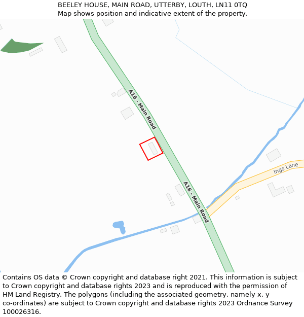 BEELEY HOUSE, MAIN ROAD, UTTERBY, LOUTH, LN11 0TQ: Location map and indicative extent of plot