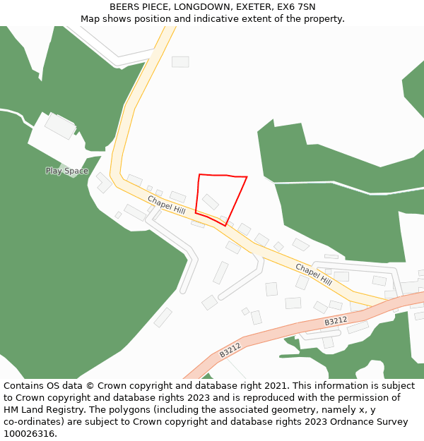 BEERS PIECE, LONGDOWN, EXETER, EX6 7SN: Location map and indicative extent of plot