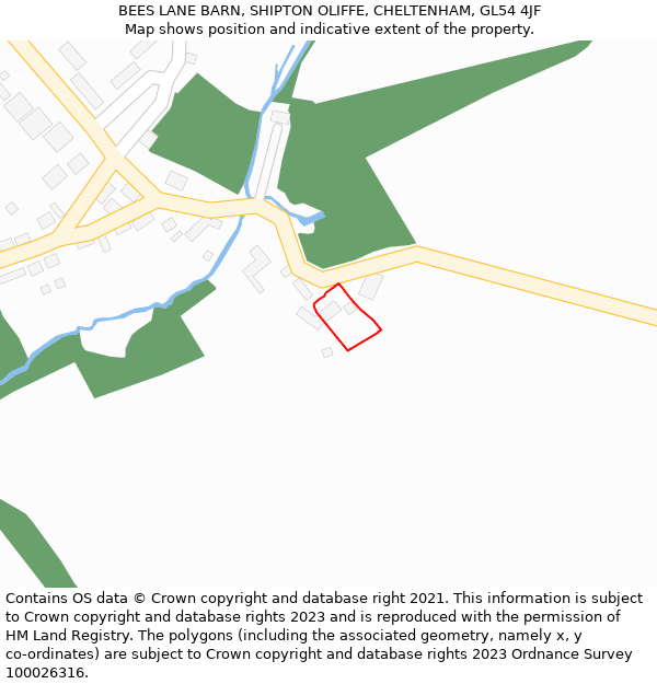 BEES LANE BARN, SHIPTON OLIFFE, CHELTENHAM, GL54 4JF: Location map and indicative extent of plot