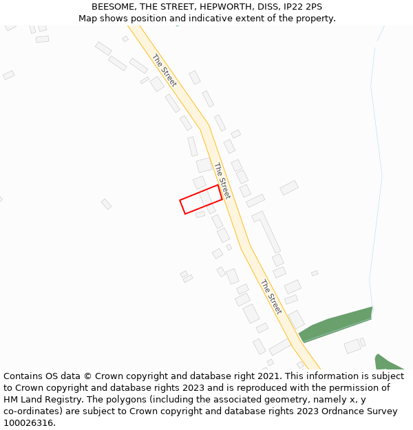 BEESOME, THE STREET, HEPWORTH, DISS, IP22 2PS: Location map and indicative extent of plot