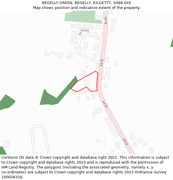 BEGELLY GREEN, BEGELLY, KILGETTY, SA68 0XE: Location map and indicative extent of plot