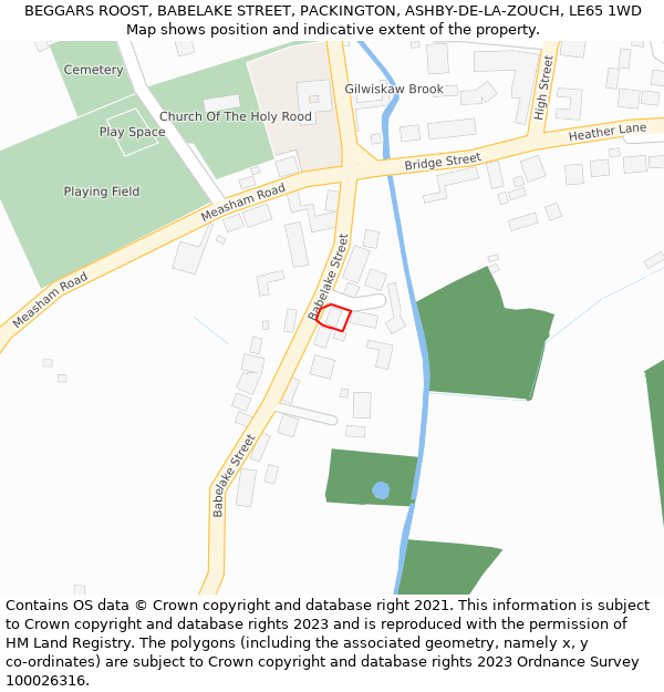 BEGGARS ROOST, BABELAKE STREET, PACKINGTON, ASHBY-DE-LA-ZOUCH, LE65 1WD: Location map and indicative extent of plot