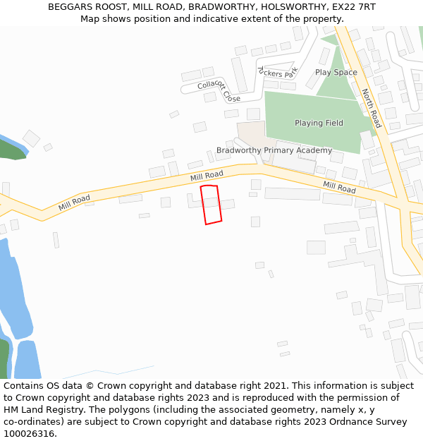 BEGGARS ROOST, MILL ROAD, BRADWORTHY, HOLSWORTHY, EX22 7RT: Location map and indicative extent of plot