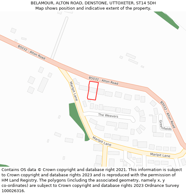 BELAMOUR, ALTON ROAD, DENSTONE, UTTOXETER, ST14 5DH: Location map and indicative extent of plot