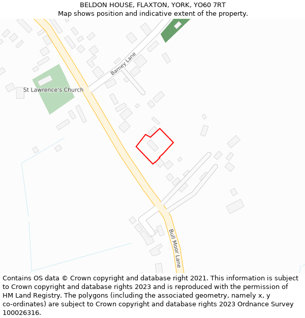 BELDON HOUSE, FLAXTON, YORK, YO60 7RT: Location map and indicative extent of plot