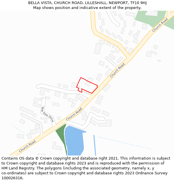 BELLA VISTA, CHURCH ROAD, LILLESHALL, NEWPORT, TF10 9HJ: Location map and indicative extent of plot