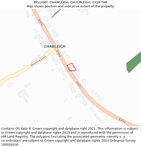 BELLAMY, CHAWLEIGH, CHULMLEIGH, EX18 7HR: Location map and indicative extent of plot