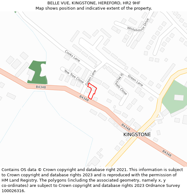 BELLE VUE, KINGSTONE, HEREFORD, HR2 9HF: Location map and indicative extent of plot